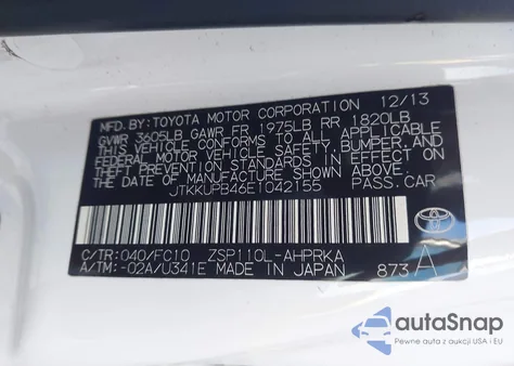 2014 Scion Xd z USA, uszkodzony, nr VIN JTKKUPB46E1042155